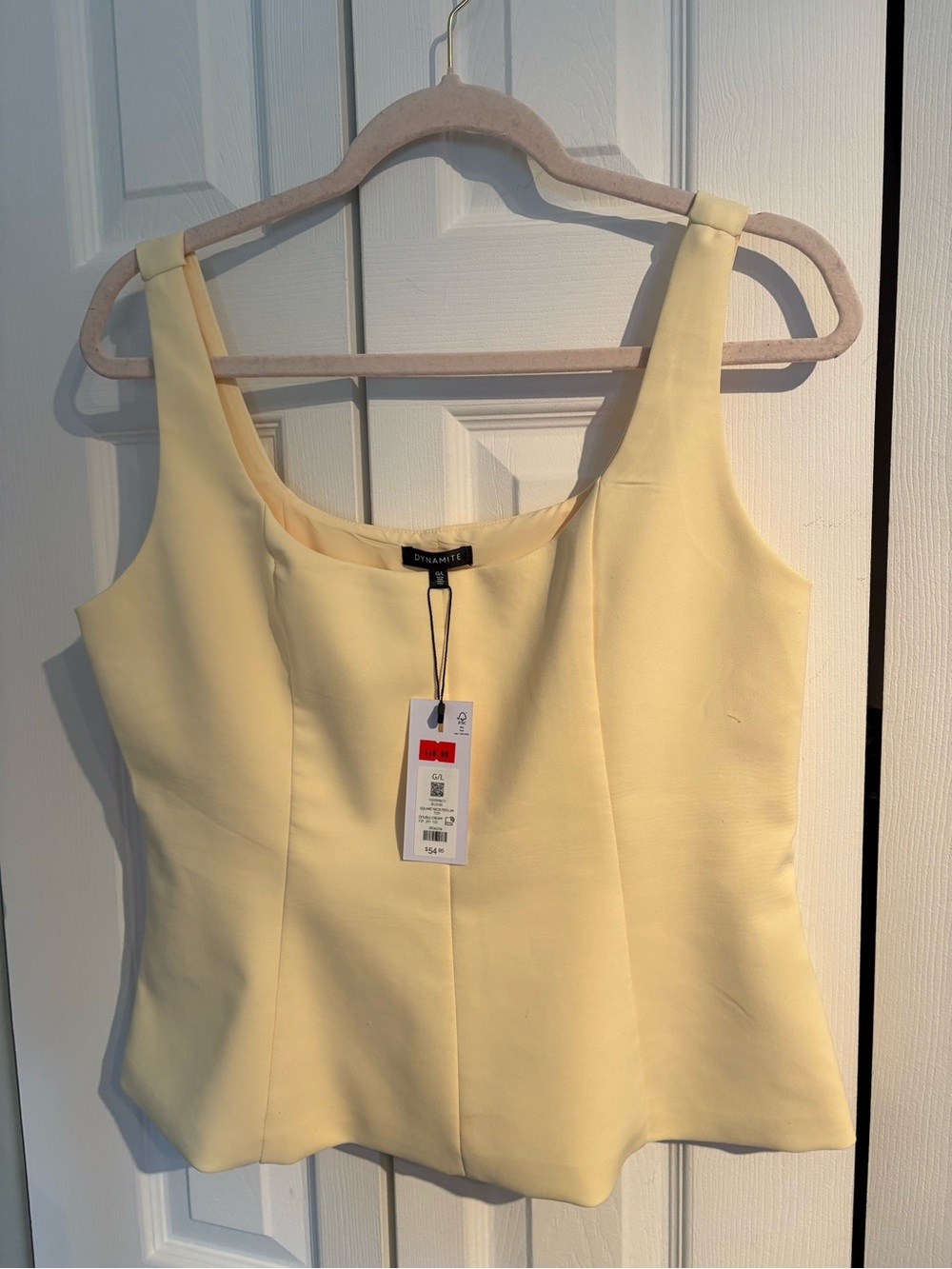 Dynamite Light Yellow Peplum Tank Top